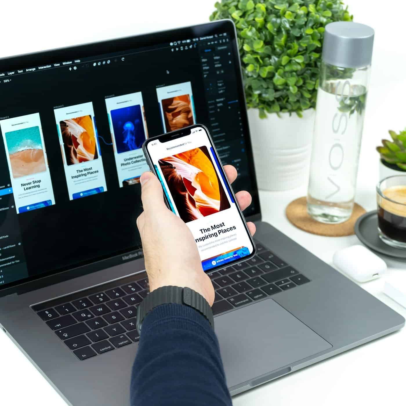 Designer working on visual brand layouts